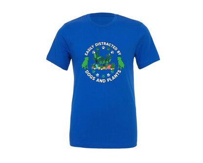 brand:Generic|color:True Royal Blue|Plants And Dogs Lover Gardening Graphic T-Shirt