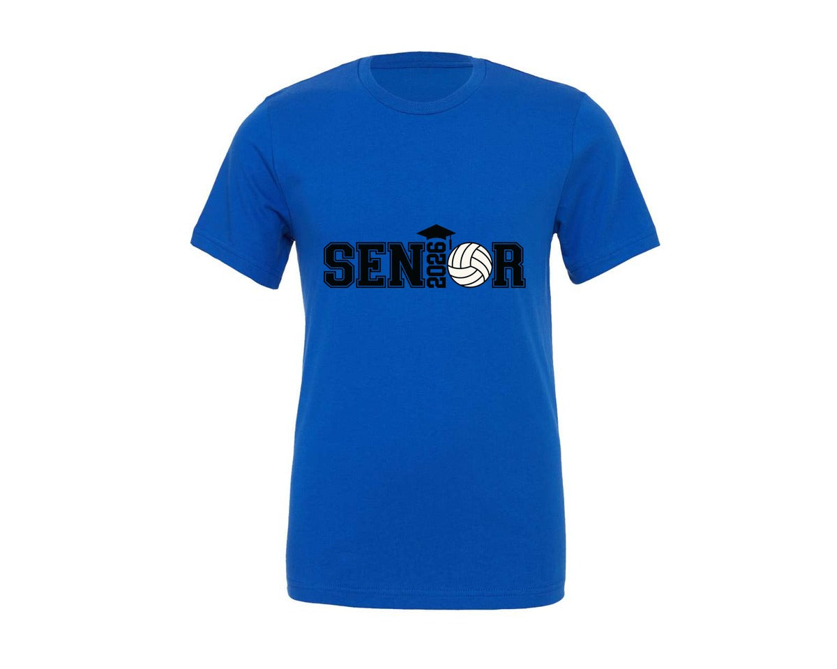 brand:Generic|color:True Royal Blue|Senior Volleyball 2026 Graduation Graphic T-Shirt