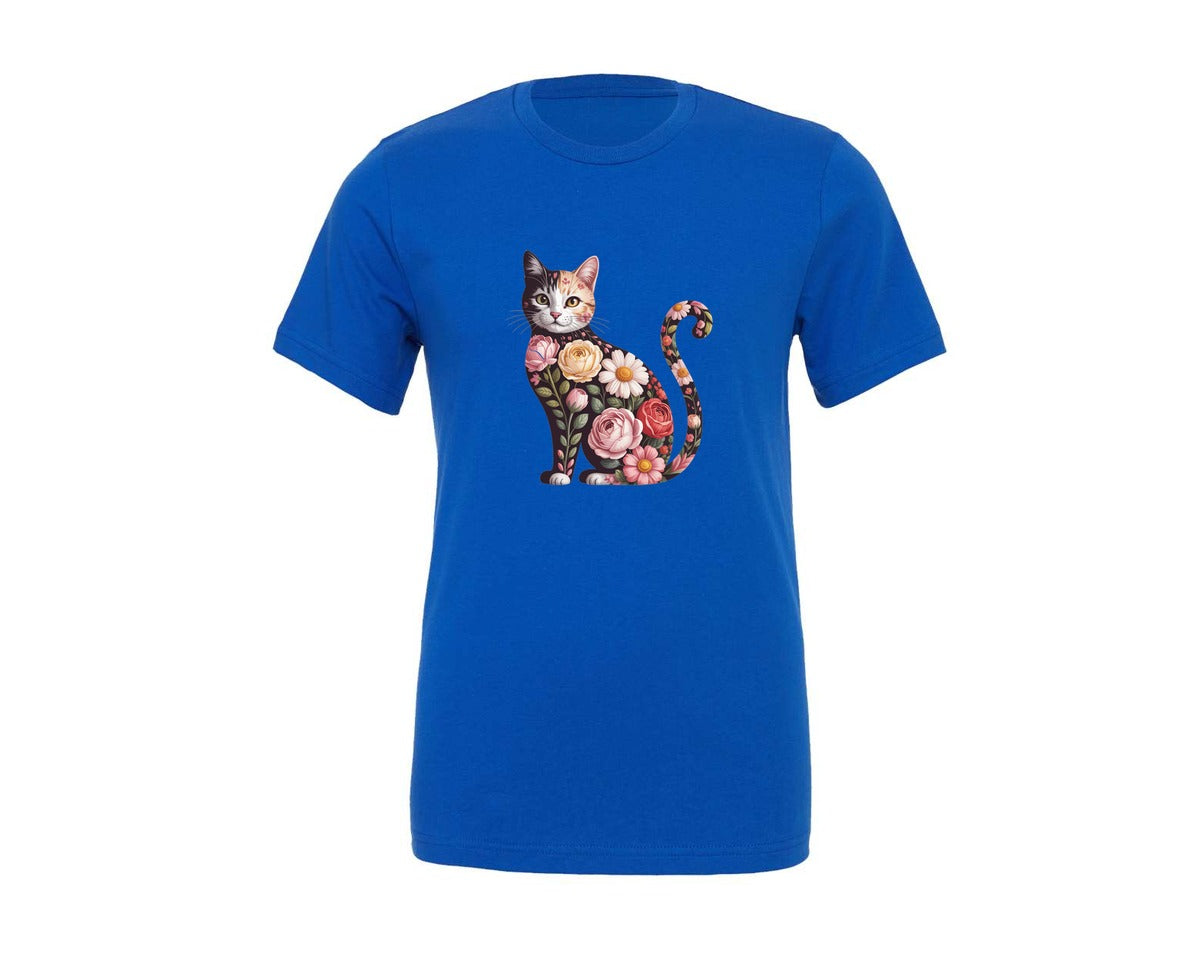 brand:Generic|color:True Royal Blue|Valentine Cat Heart Love Cat 2 Graphic T-Shirt
