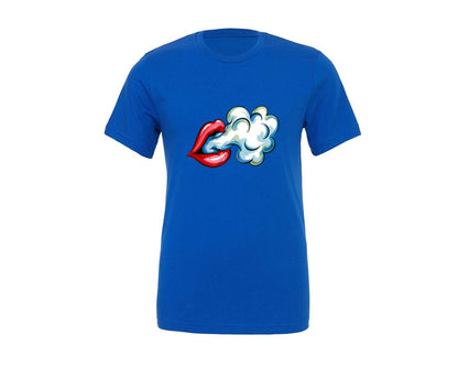 brand:Generic|color:True Royal Blue|Red Lips Smoke Cloud Graphic T-Shirt