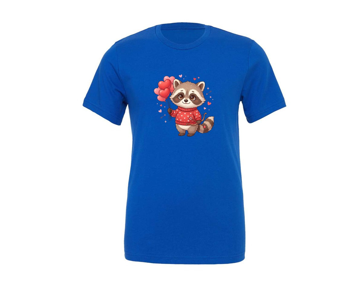 brand:Generic|color:True Royal Blue|Cute Valentine Raccoon Graphic T-Shirt