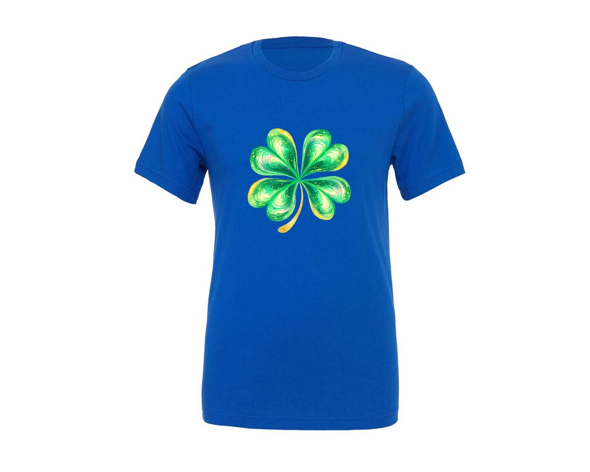 brand:Generic|color:True Royal Blue|Glitter St Patricks Day Shamrock Graphic T-Shirt