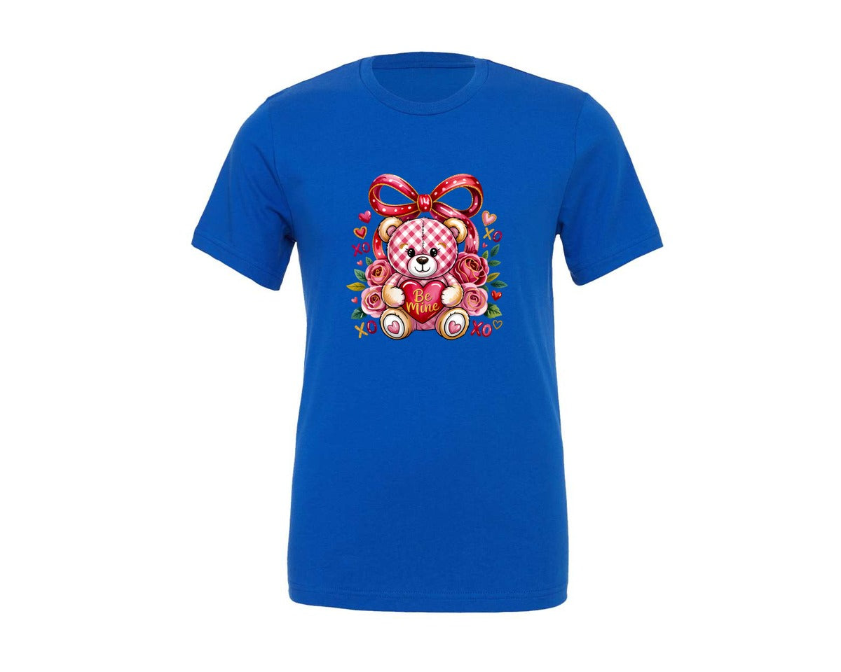brand:Generic|color:True Royal Blue|Coquette Valentine Teddy Bear Xoxo Graphic T-Shirt