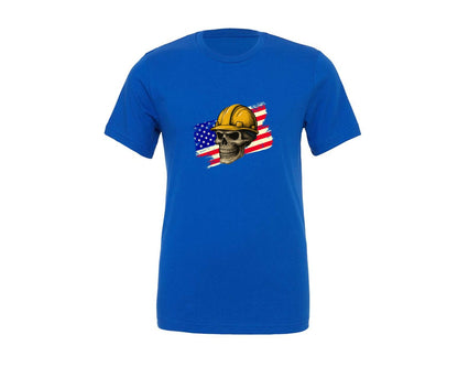 brand:Generic|color:True Royal Blue|Skull Hard Hat Construction Skull Graphic T-Shirt