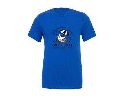 brand:Generic|color:True Royal Blue|Silly Teacher Goose On The Loose School Graphic T-Shirt