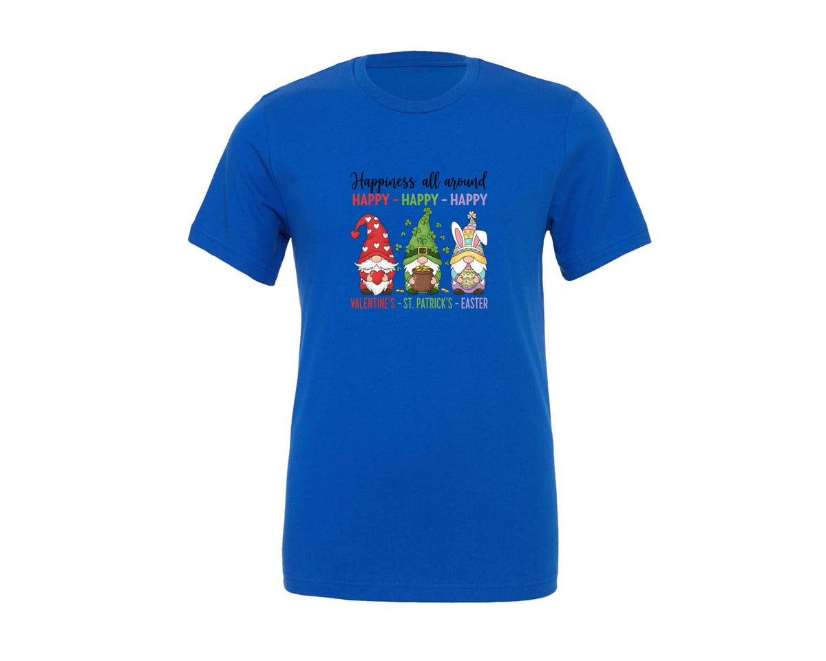 brand:Generic|color:True Royal Blue|Valentines St Patricks Easter Gnome Graphic T-Shirt