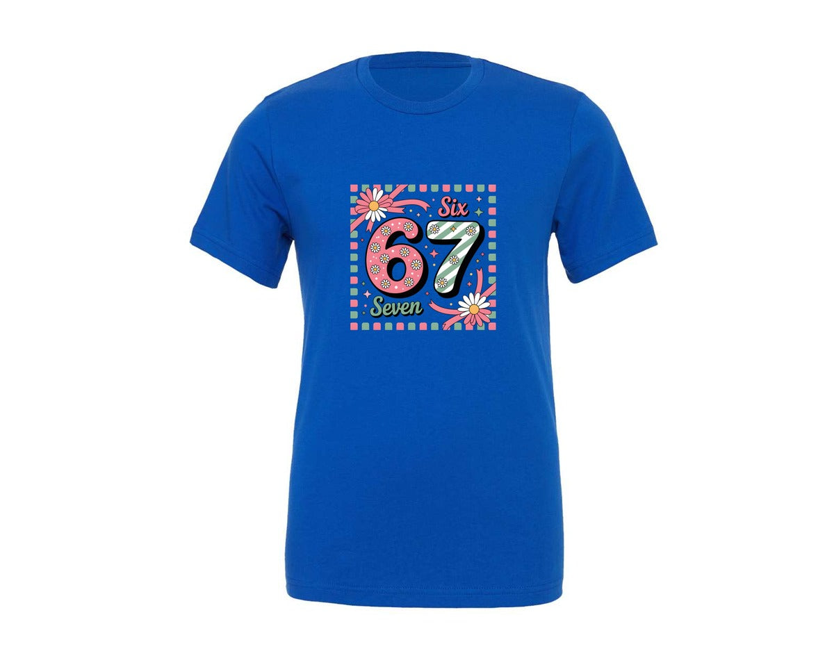 brand:Generic|color:True Royal Blue|Six Seven Number Valentines Day 7 Graphic T-Shirt