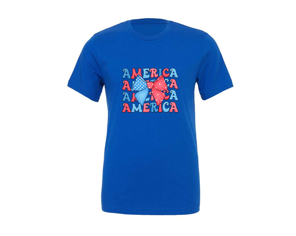 brand:Generic|color:True Royal Blue|America Coquette 4Th Of July Graphic T-Shirt