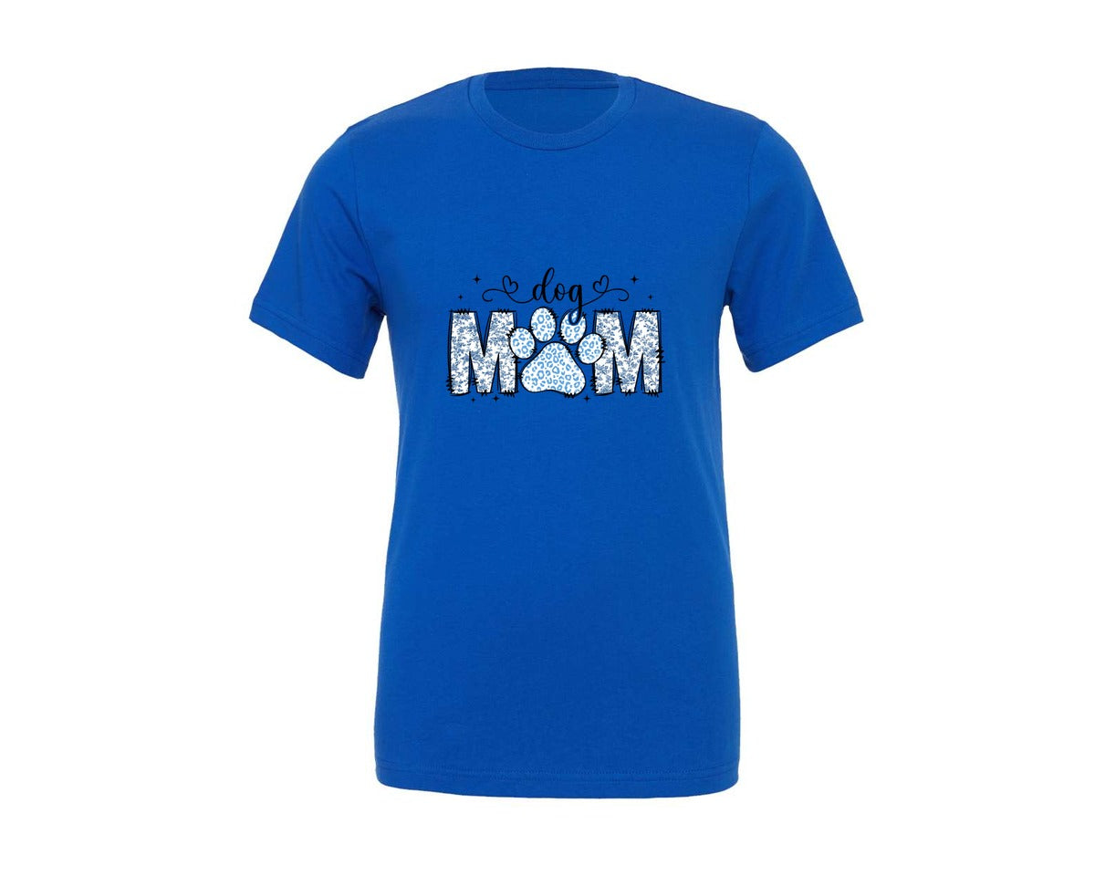 brand:Generic|color:True Royal Blue|Blue Toile Dog Mom Retro Aesthetic Graphic T-Shirt