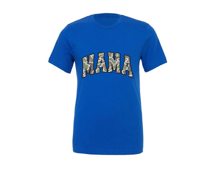 brand:Generic|color:True Royal Blue|Camo Mama Varsity Graphic T-Shirt