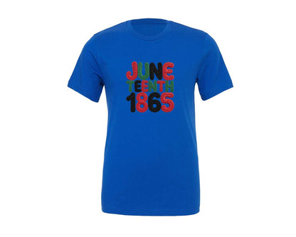 brand:Generic|color:True Royal Blue|Juneteenth Crochet 1865 Shirt Graphic T-Shirt