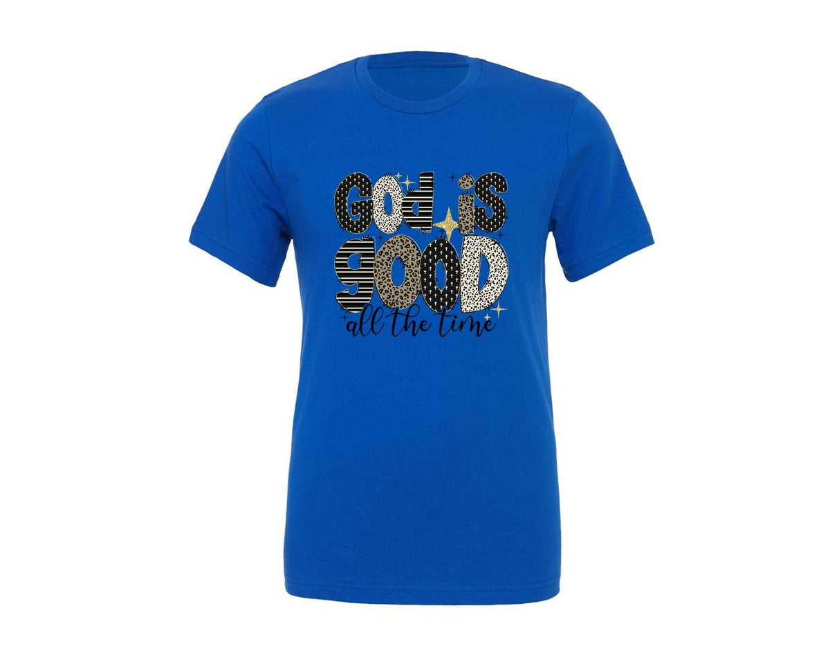 brand:Generic|color:True Royal Blue|God Is Good All The Time 20 Graphic T-Shirt