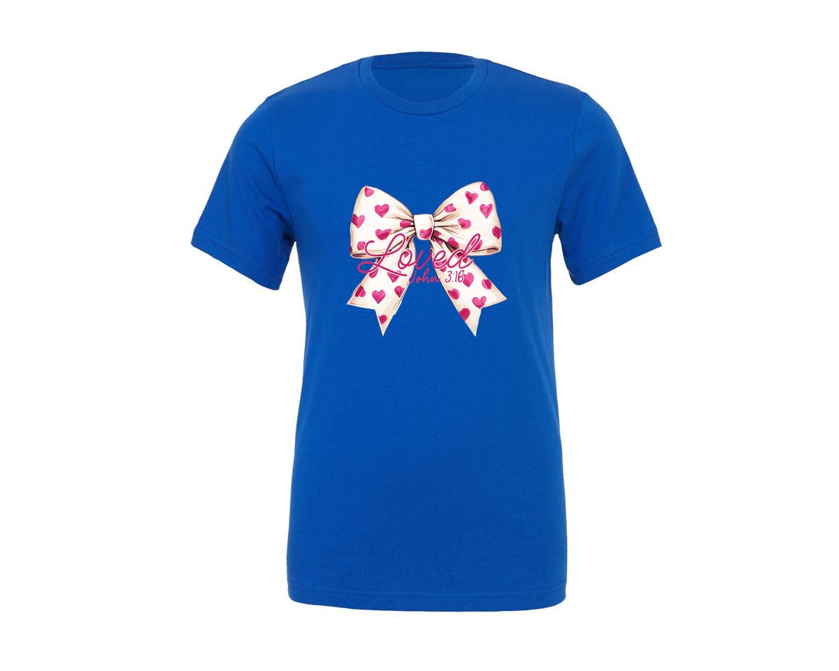brand:Generic|color:True Royal Blue|Christian Valentines Loved John 316 3 Graphic T-Shirt