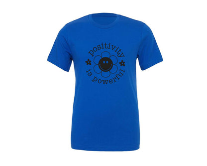 brand:Generic|color:True Royal Blue|Positivity Is Powerful Motivational Graphic T-Shirt