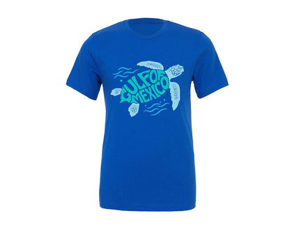 brand:Generic|color:True Royal Blue|Gulf Of Mexico Word Art Turtle Graphic T-Shirt