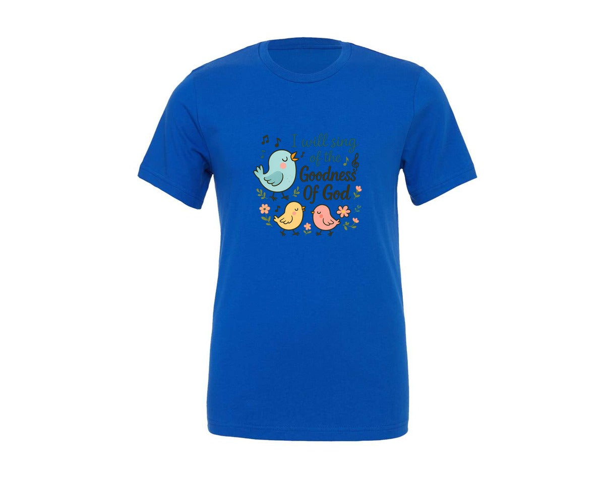 brand:Generic|color:True Royal Blue|Christian Bird Song I Will Sing Graphic T-Shirt