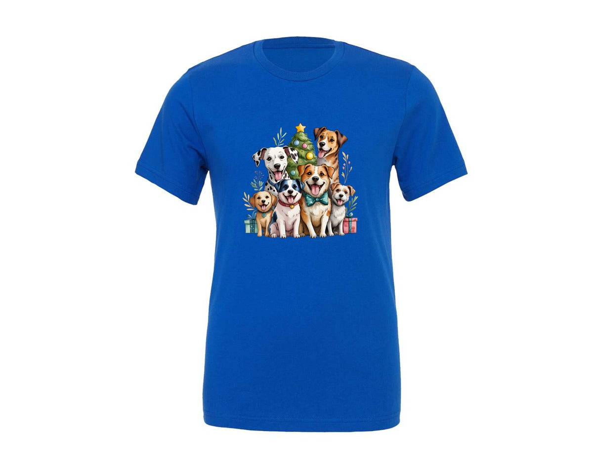 brand:Generic|color:True Royal Blue|Christmas Dogs Pet Lovers Graphic T-Shirt