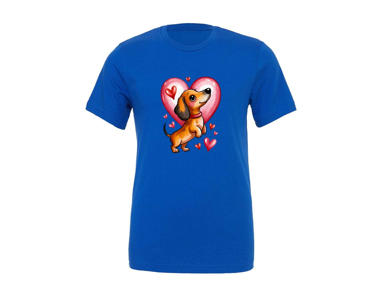 brand:Generic|color:True Royal Blue|Cute Dachshund Valentine Graphic T-Shirt