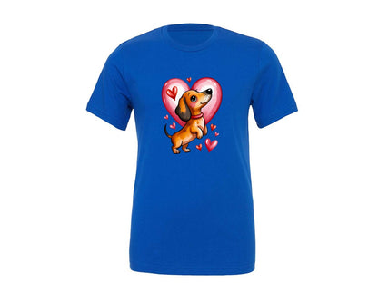 brand:Generic|color:True Royal Blue|Cute Dachshund Valentine Graphic T-Shirt