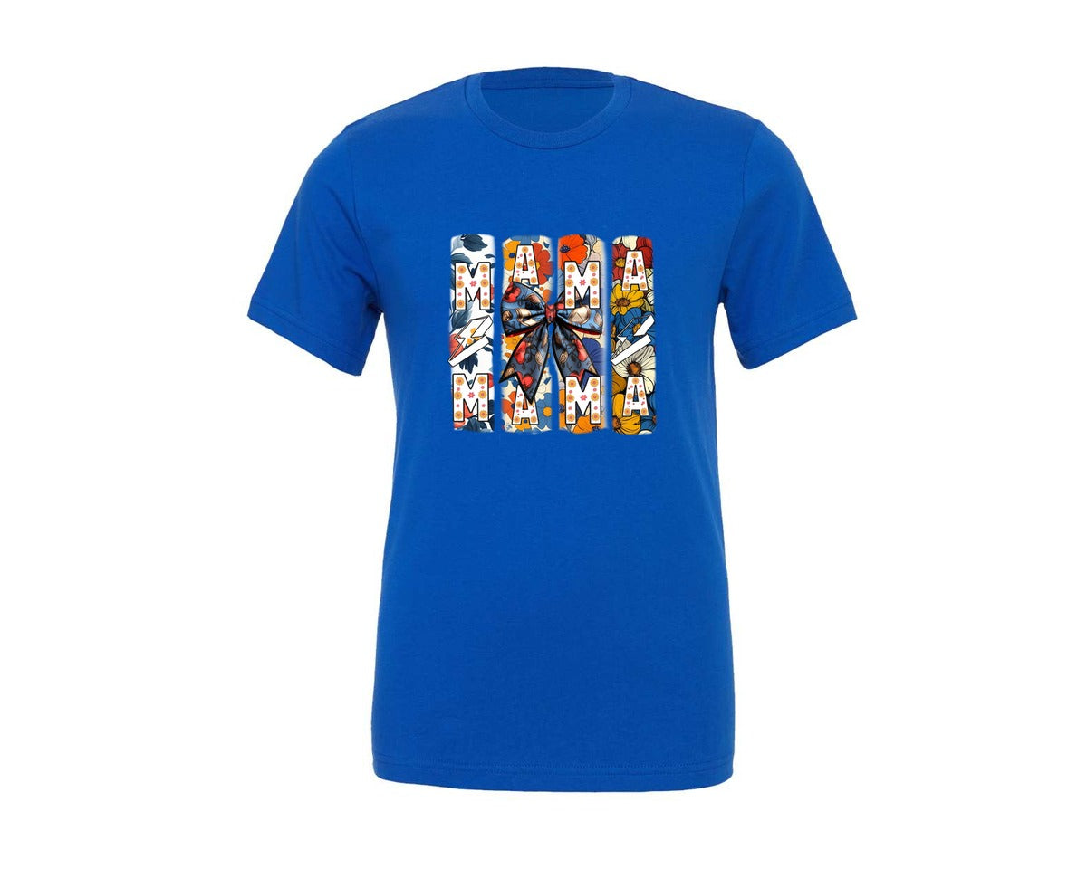 brand:Generic|color:True Royal Blue|Floral Mama Coquette Bow Mothers Day 3 Graphic T-Shirt