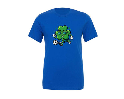 brand:Generic|color:True Royal Blue|Lucky Shamrock Soccer St Patricks Graphic T-Shirt