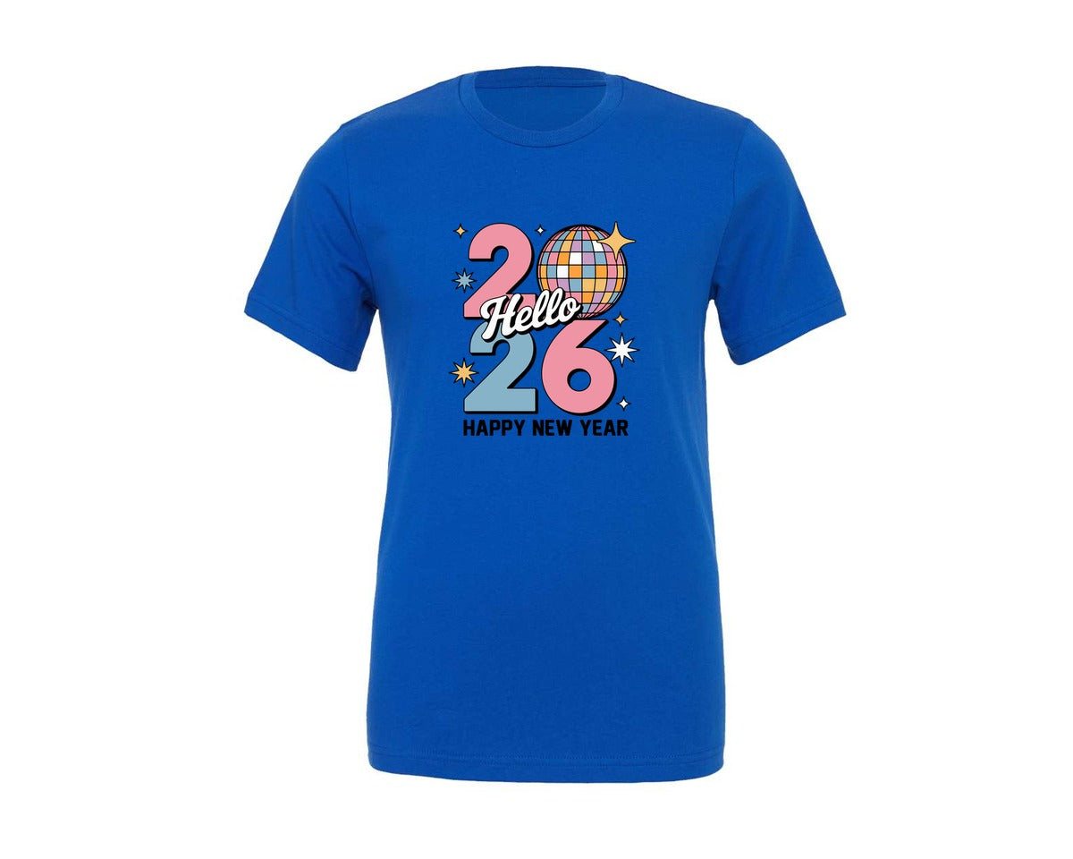 brand:Generic|color:True Royal Blue|Happy New Year 2026 Disco Ball 2 Graphic T-Shirt