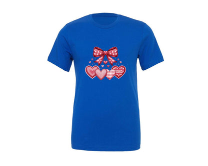 brand:Generic|color:True Royal Blue|Romantic Valentine S Day Hearts And Bow Graphic T-Shirt