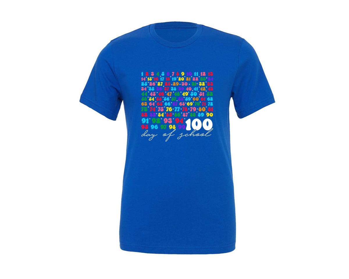 brand:Generic|color:True Royal Blue|100Th Day Of School Teacher Kids 100 Graphic T-Shirt