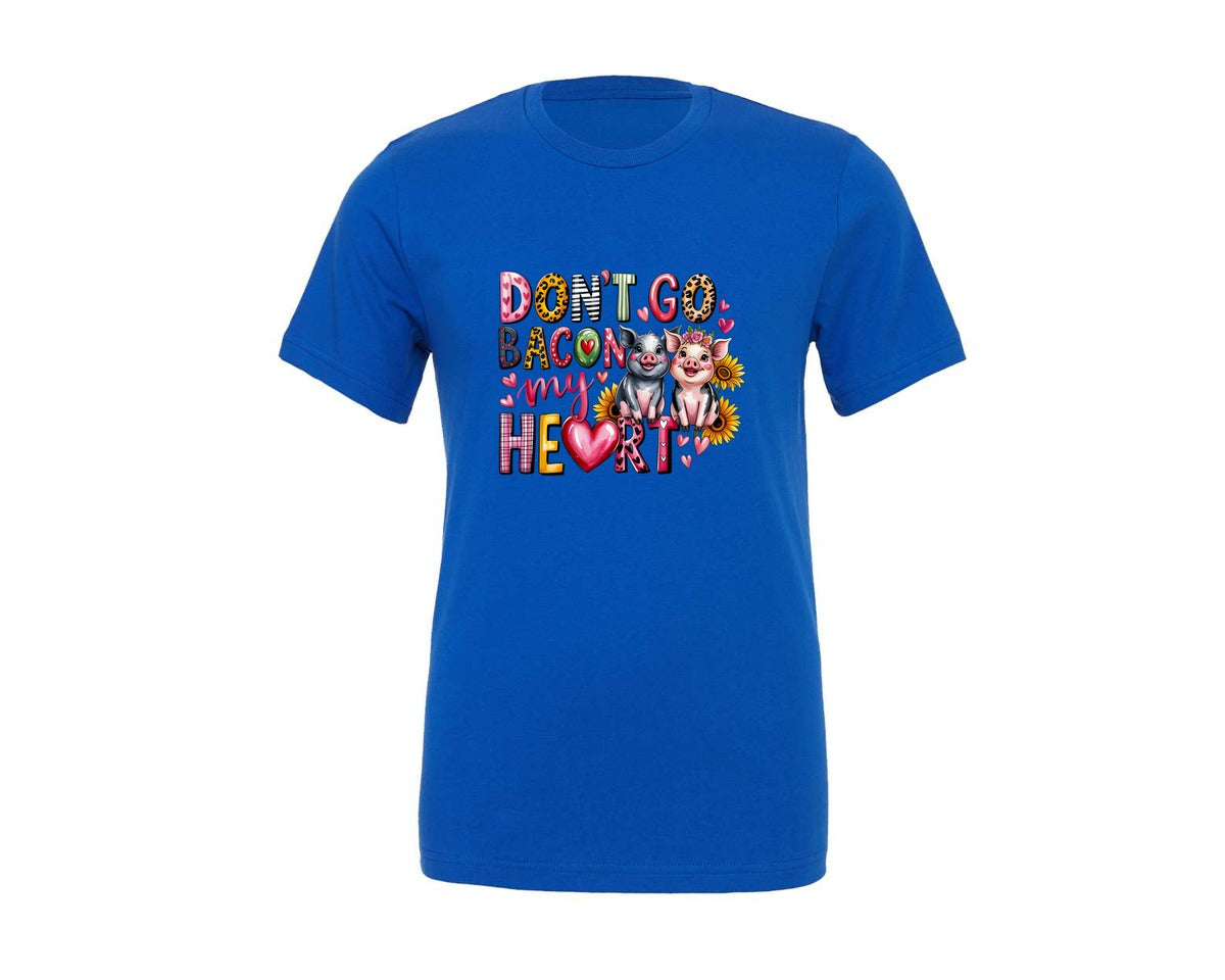 brand:Generic|color:True Royal Blue|Dont Go Bacon My Heart Western Graphic T-Shirt