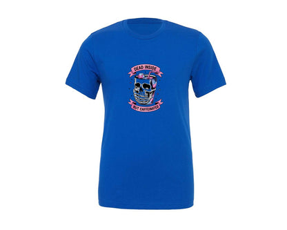 brand:Generic|color:True Royal Blue|Caffeinated Skull Drink Illustration Graphic T-Shirt