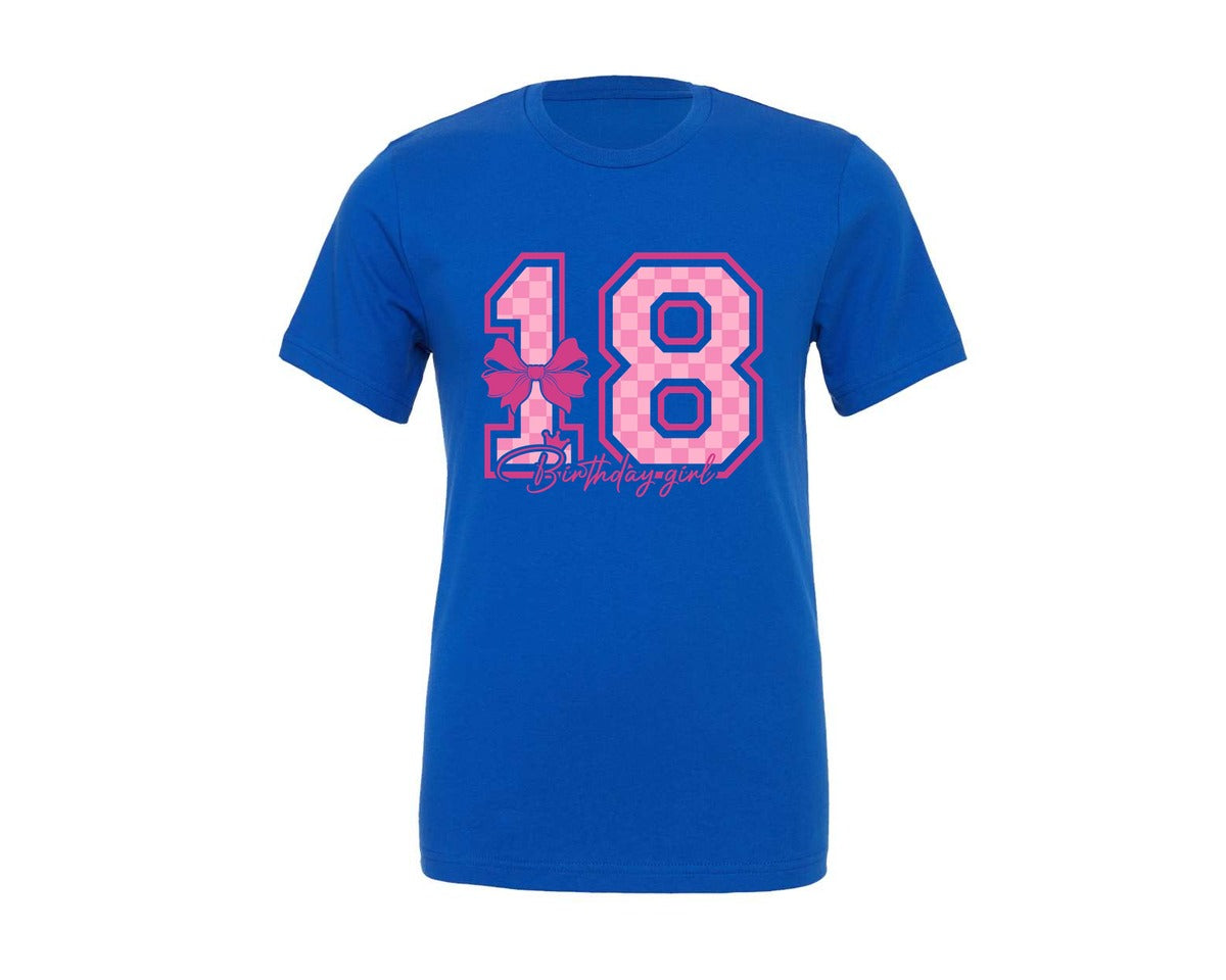 brand:Generic|color:True Royal Blue|Birthday Girl 18Th Birthday Shirt Graphic T-Shirt