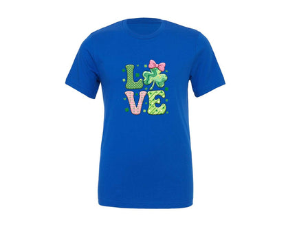 brand:Generic|color:True Royal Blue|Love Shamrock Cute St Patricks Day Graphic T-Shirt