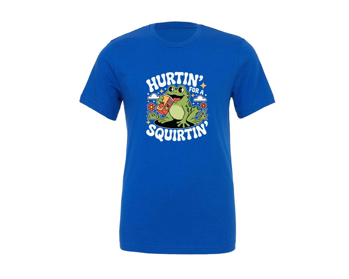 brand:Generic|color:True Royal Blue|Hurtin For A Squirtin Cute Funny Fro Graphic T-Shirt