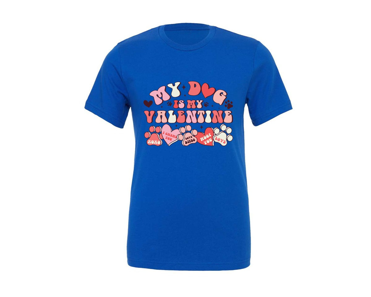 brand:Generic|color:True Royal Blue|My Dog Is My Valentine 204 Graphic T-Shirt