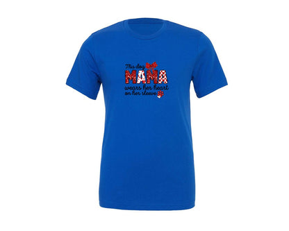 brand:Generic|color:True Royal Blue|Dog Mama Wears Her Heart On Her Sleeve Graphic T-Shirt