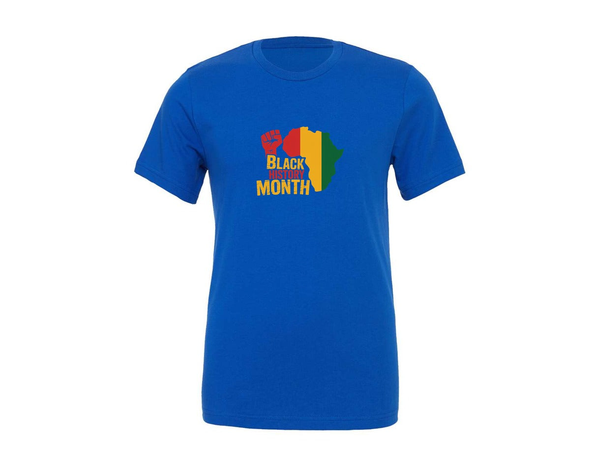 brand:Generic|color:True Royal Blue|Black History Month Africa Map Graphic T-Shirt