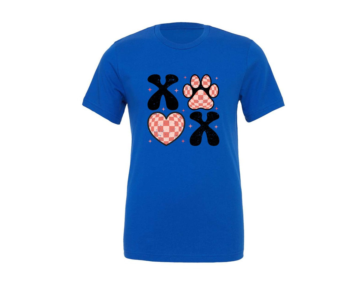 brand:Generic|color:True Royal Blue|Dog Valentine Xoxo Valentines Day Graphic T-Shirt