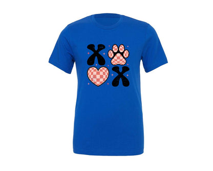 brand:Generic|color:True Royal Blue|Dog Valentine Xoxo Valentines Day Graphic T-Shirt