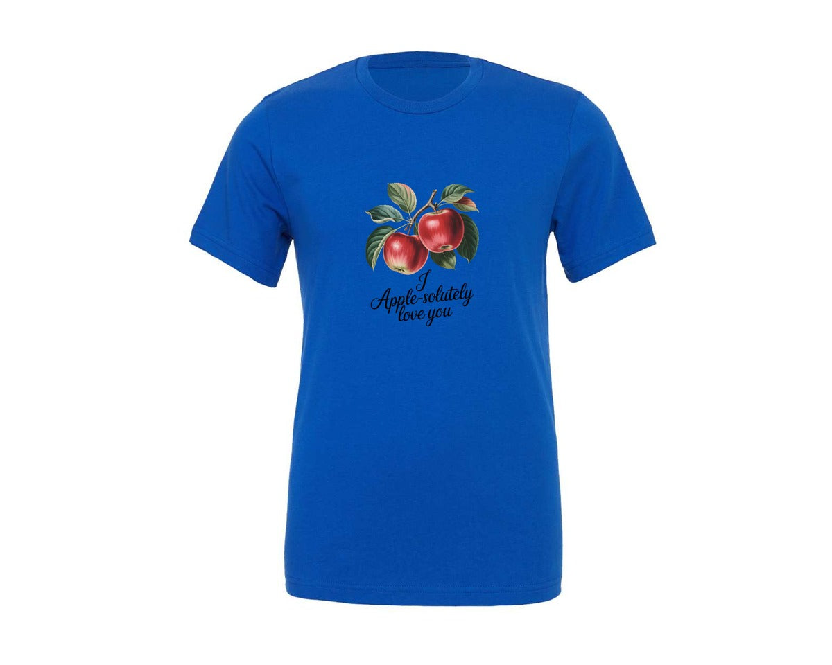 brand:Generic|color:True Royal Blue|Vintage Apple Pun Graphic T-Shirt