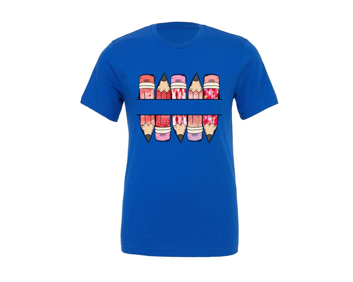 brand:Generic|color:True Royal Blue|Valentine Teacher 11 Graphic T-Shirt
