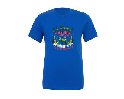 brand:Generic|color:True Royal Blue|Alaska The Last Frontier Moose Graphic T-Shirt