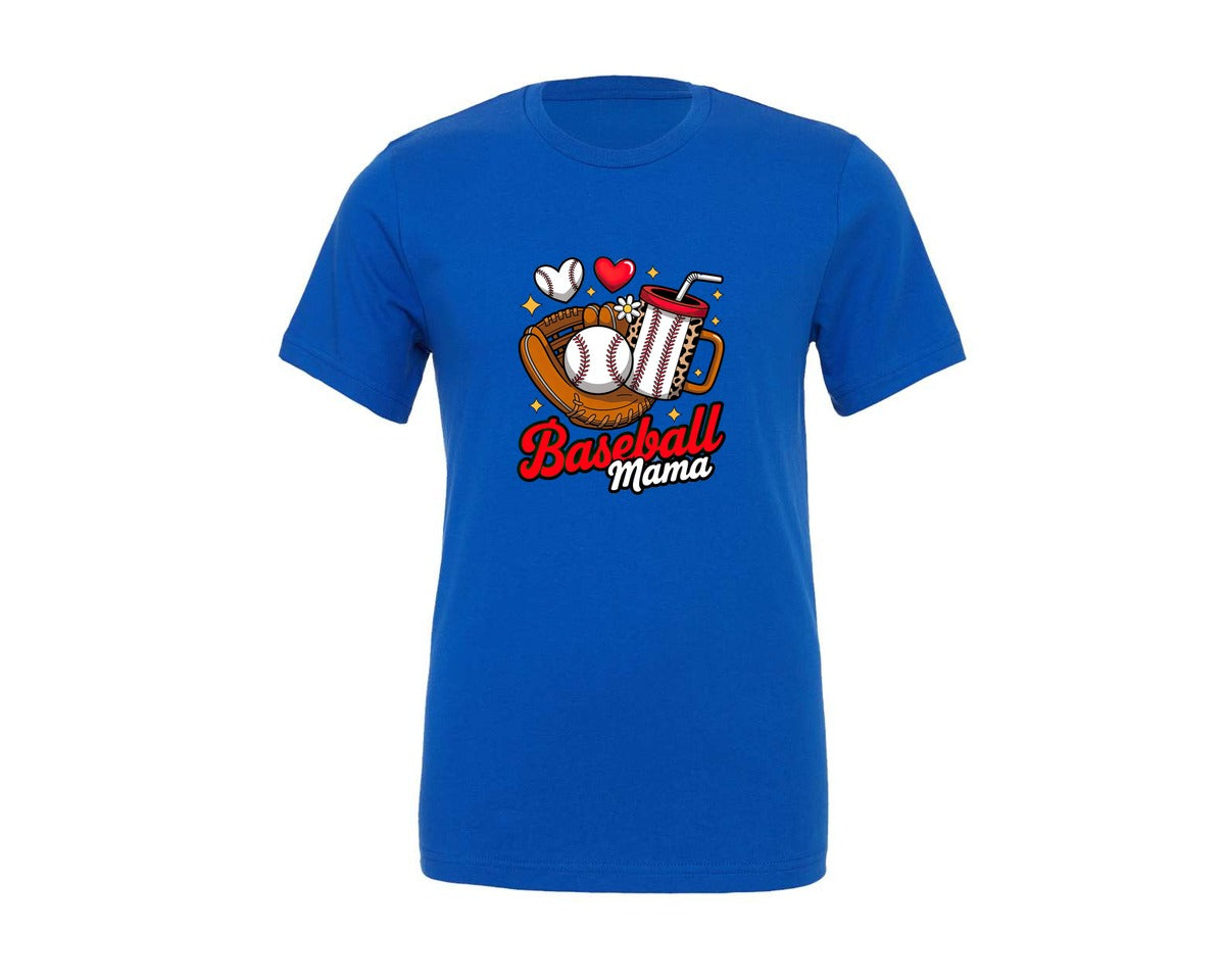 brand:Generic|color:True Royal Blue|Baseball Mama Leopard Design 6 Graphic T-Shirt