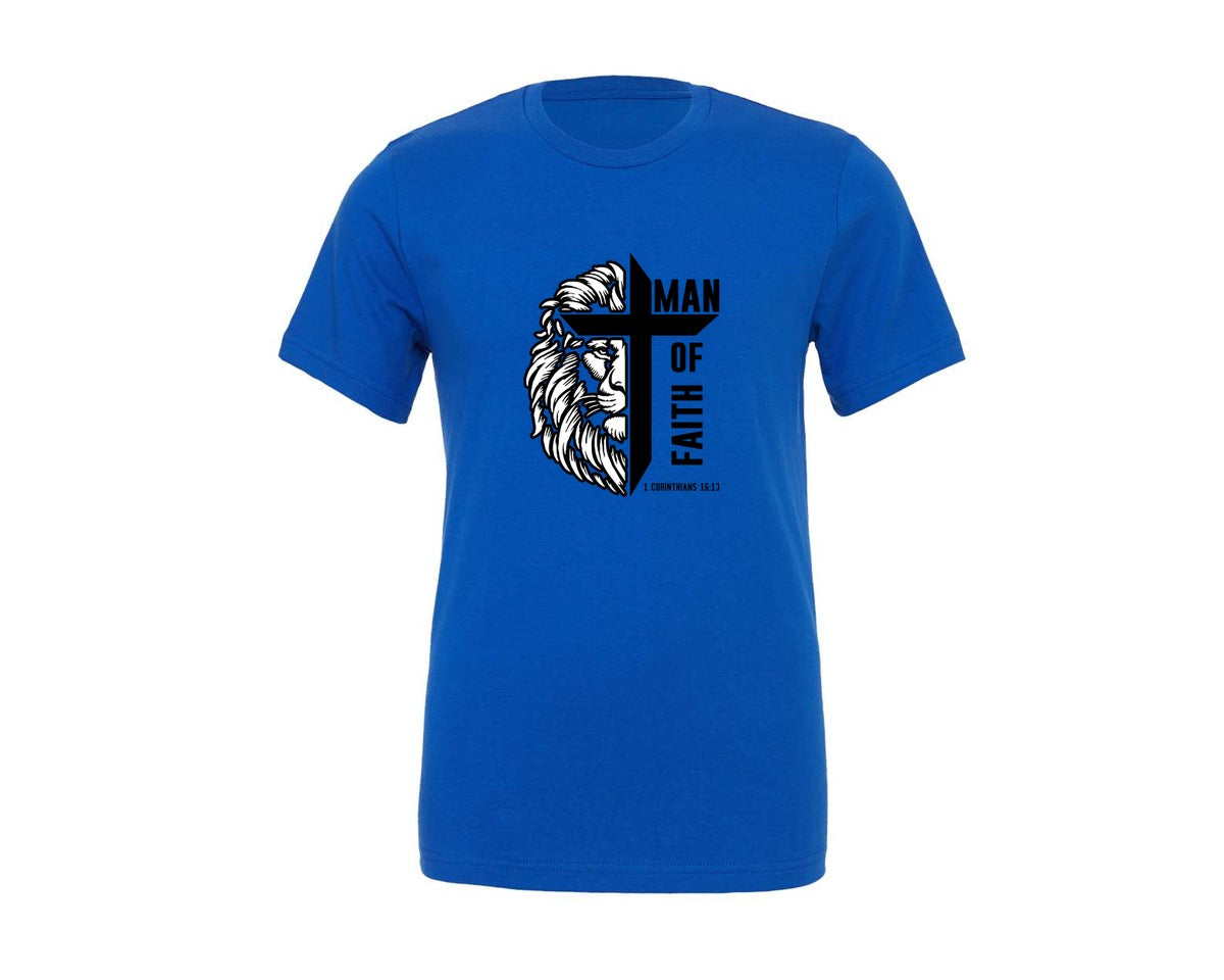 brand:Generic|color:True Royal Blue|Man Of God Jesus Cross Graphic T-Shirt