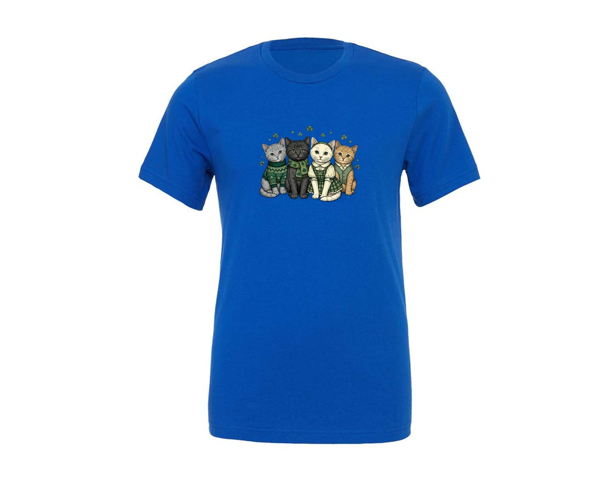 brand:Generic|color:True Royal Blue|Cute St Patricks Day Cats Graphic T-Shirt