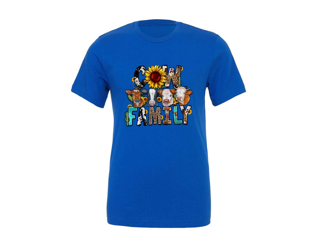 brand:Generic|color:True Royal Blue|Cow Family Western Country Graphic T-Shirt