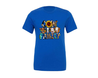 brand:Generic|color:True Royal Blue|Cow Family Western Country Graphic T-Shirt