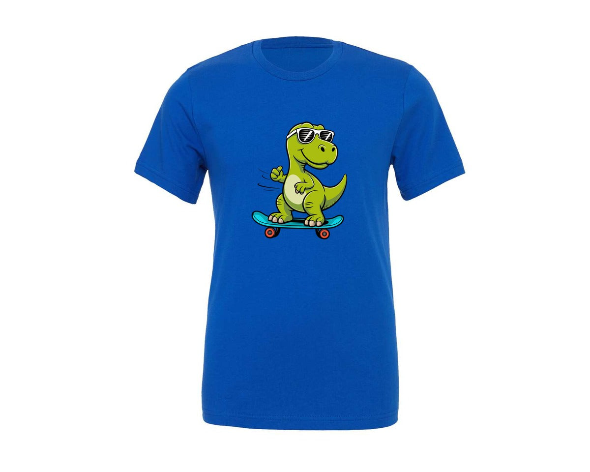 brand:Generic|color:True Royal Blue|Skateboarding Dinosaur With Sunglasses Graphic T-Shirt
