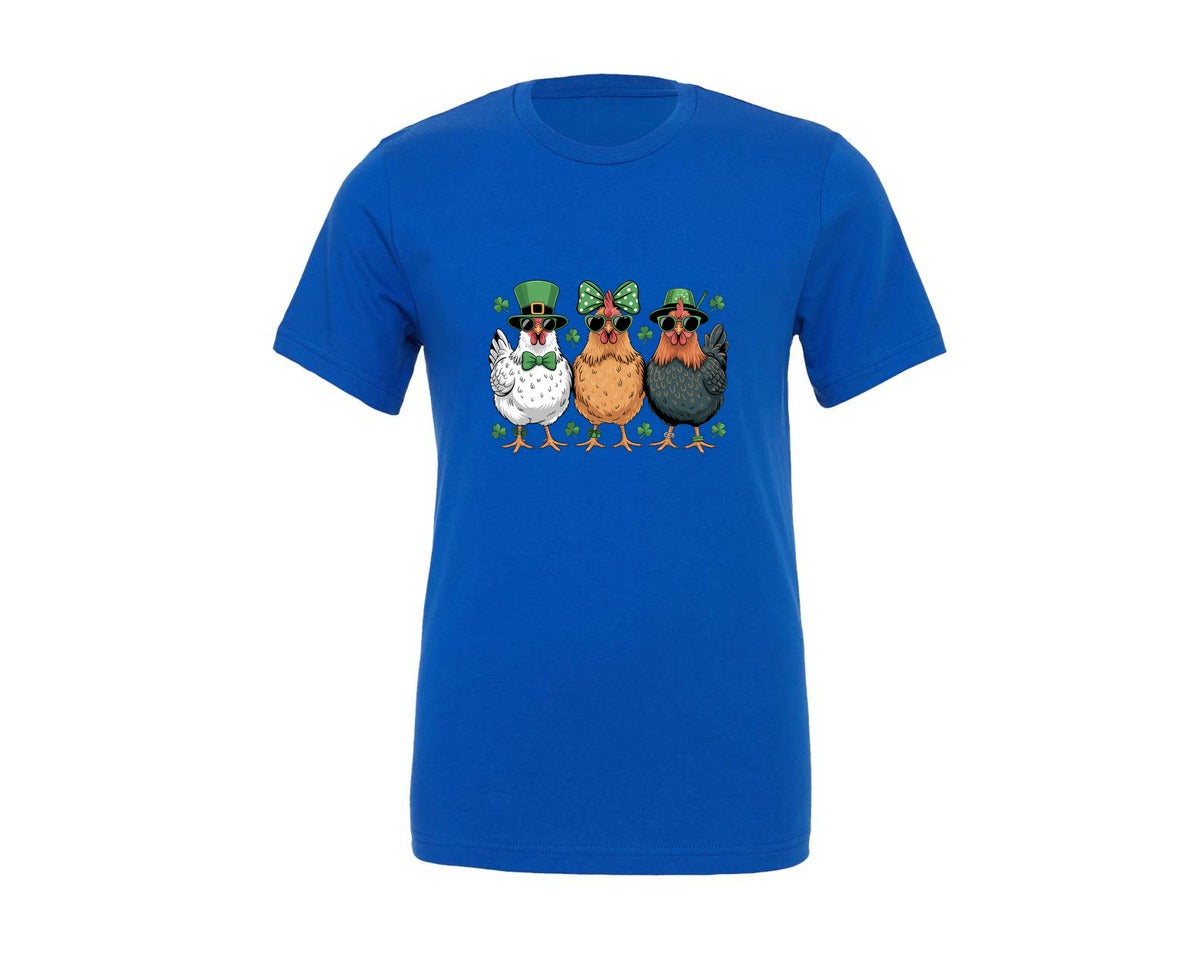 brand:Generic|color:True Royal Blue|Funny Chicken St Patricks Day Graphic T-Shirt