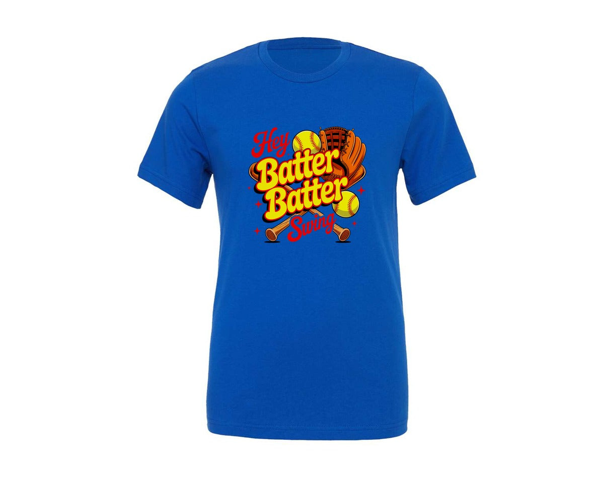 brand:Generic|color:True Royal Blue|Retro Softball Batter Batter Swing Graphic T-Shirt