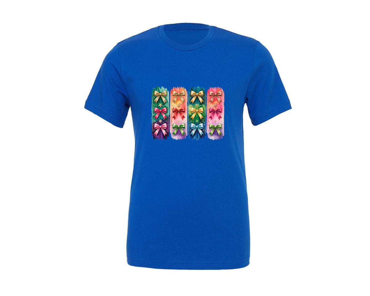 brand:Generic|color:True Royal Blue|Colorful Coquette Bows Brushstroke Graphic T-Shirt